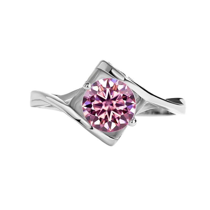 【#200】925 Sterling Silver Heart-To-Heart Moissanite Ring