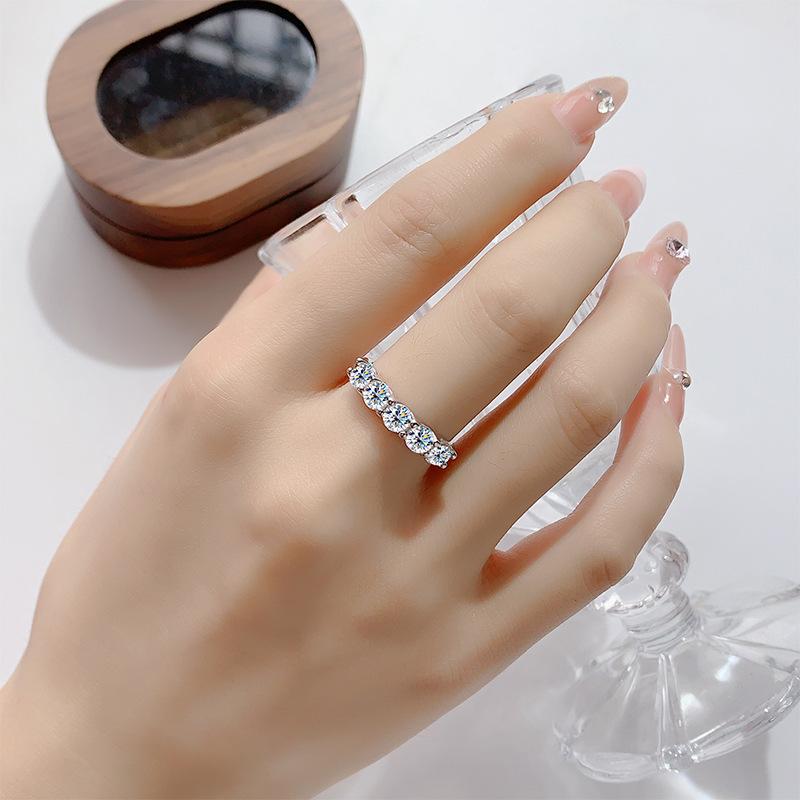 【#11】925 Sterling Silver Moissanite Five-Star Princess Eternity Ring