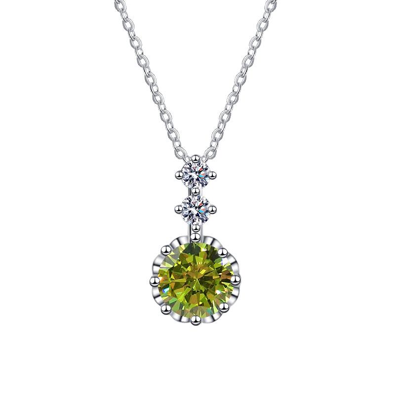 【#190】925 Sterling Silver Olive Green 1CT Miossanite Pendant