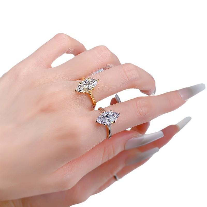 【T7】925 Sterling Silver 3CT Marquise Cut CZ Ring