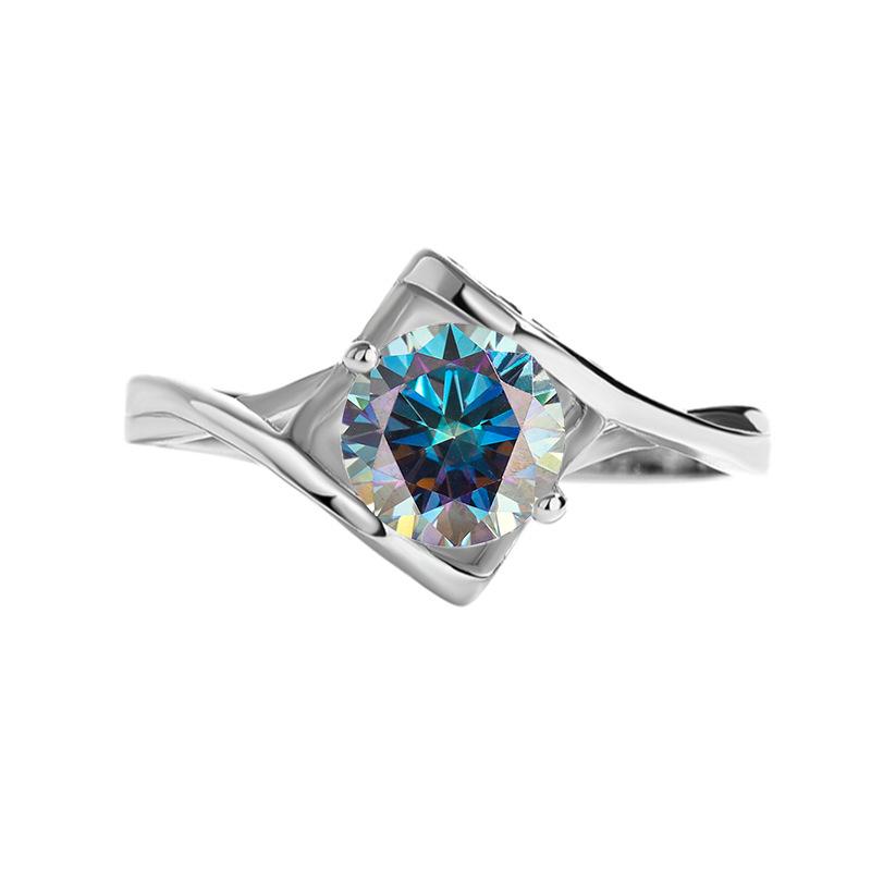 【#200】925 Sterling Silver Heart-To-Heart Moissanite Ring