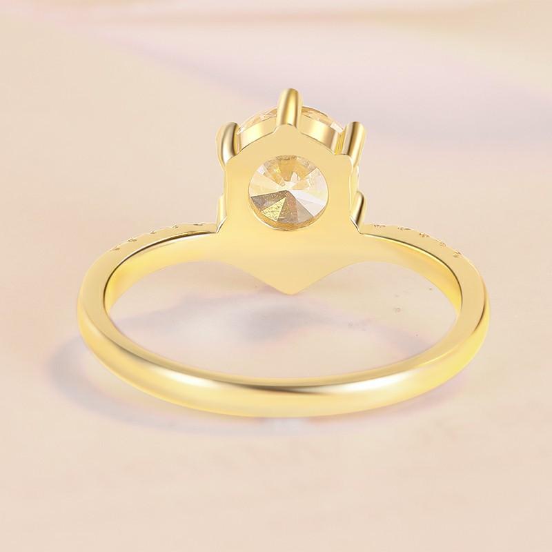 【E1】1CT 18K Gold Plated Moissanite Ring In 925 Sterling Silver-Customizable Engraving
