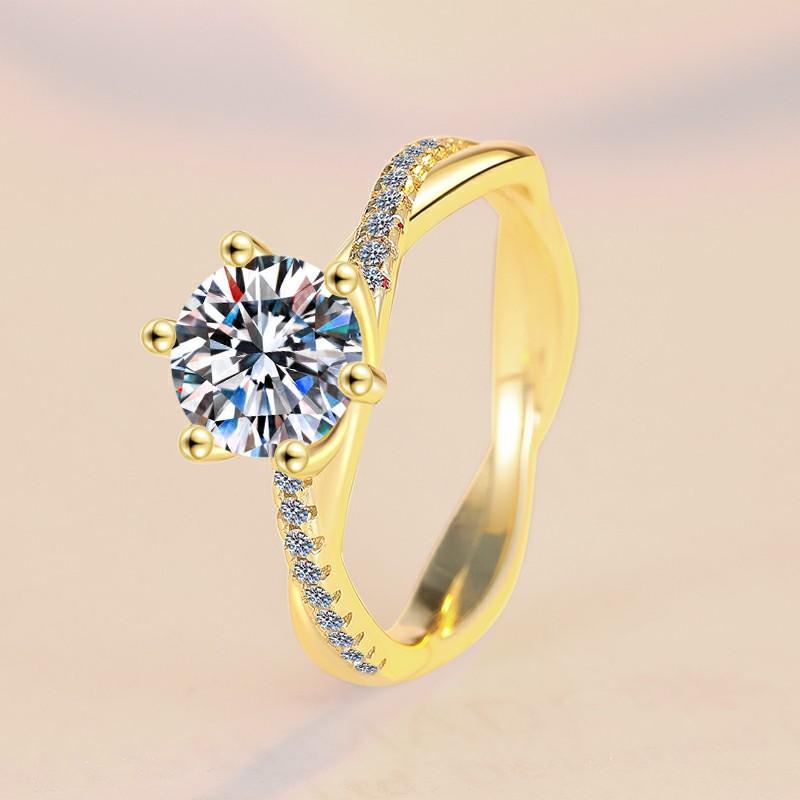 【E7】925 Sterling Silver Vines Design 1CT Moissanite Ring-Customizable Engraving