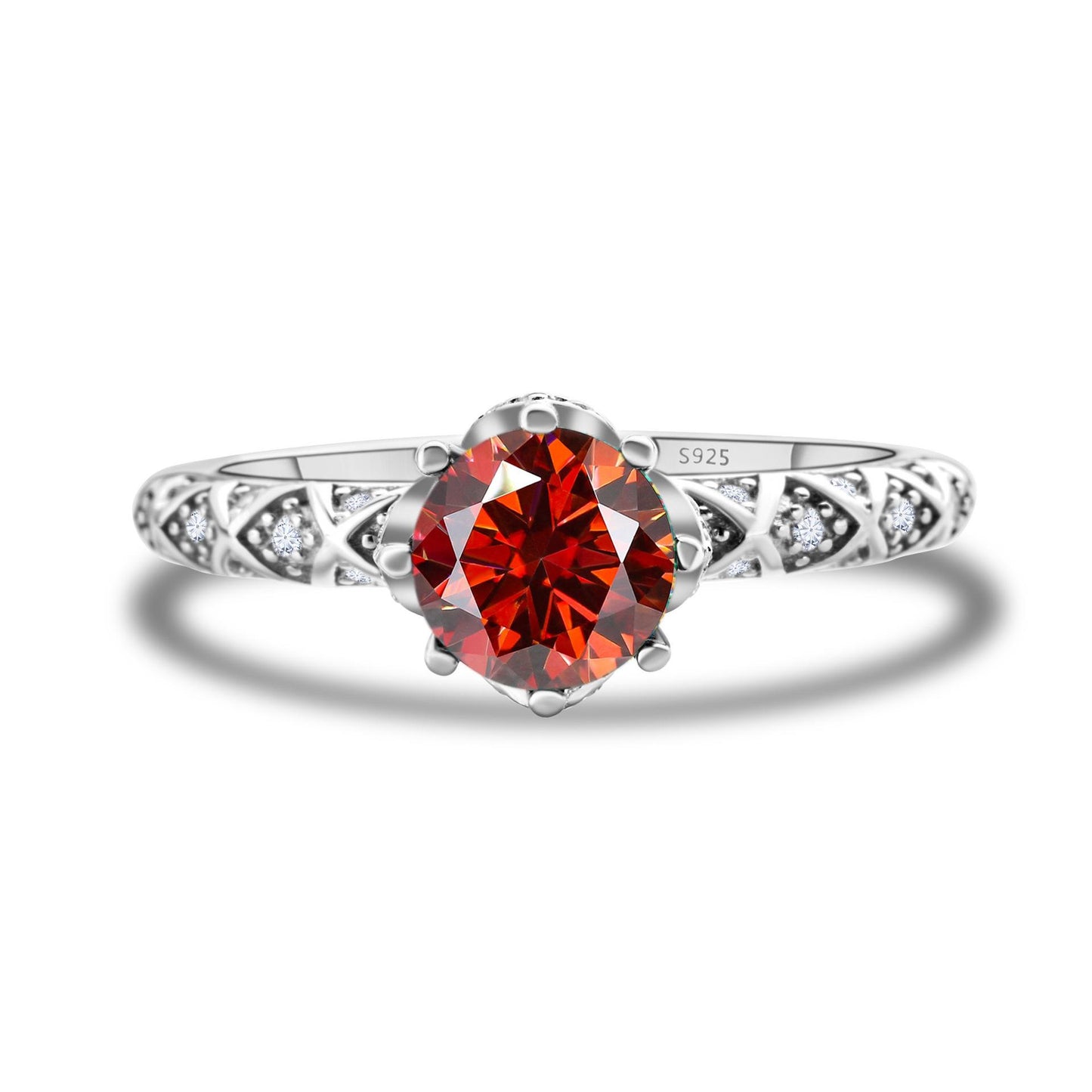 【#201】925 Sterling Silver Vine Design 1CT Moissanite Ring