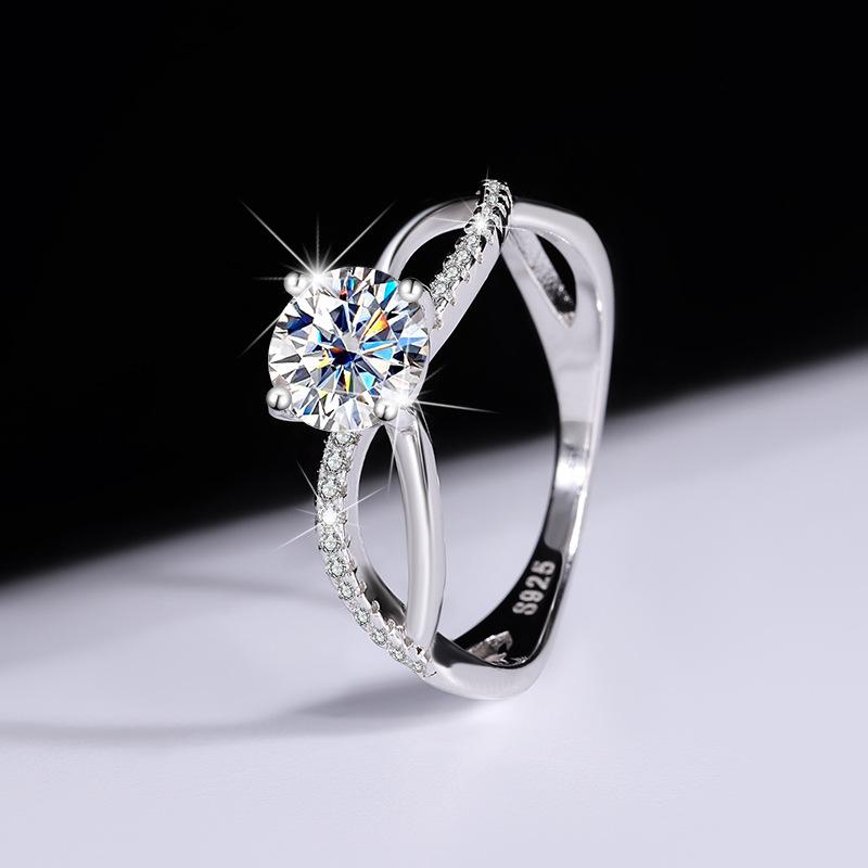 【#186】1CT Moissanite Ring In 925 Sterling Silver For Proposal, Wedding and Gift Giving