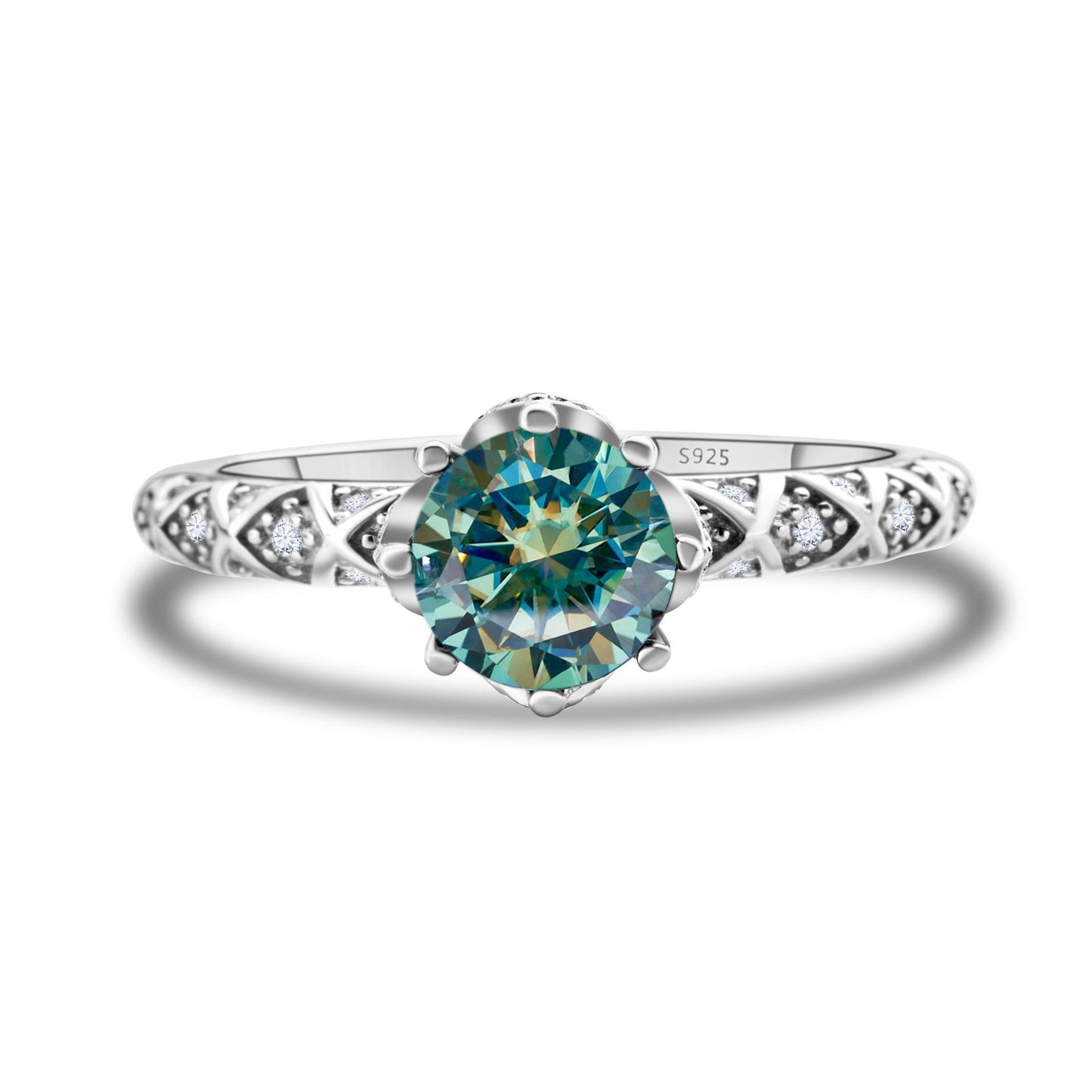 【#201】925 Sterling Silver Vine Design 1CT Moissanite Ring