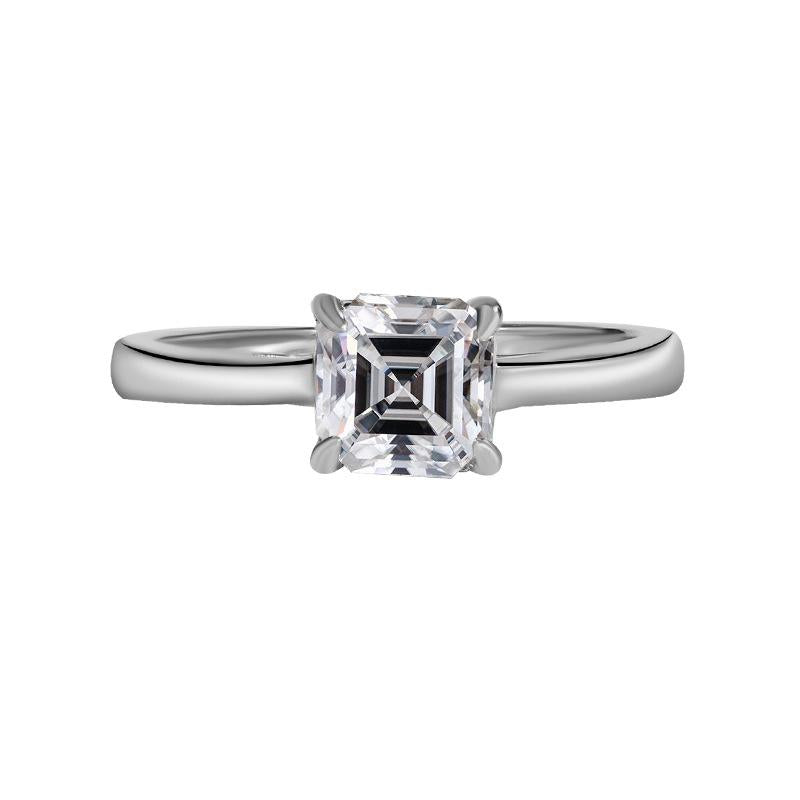 【#183】 1CT Asscher Cut Moissanite Ring In 925 Sterling Silver