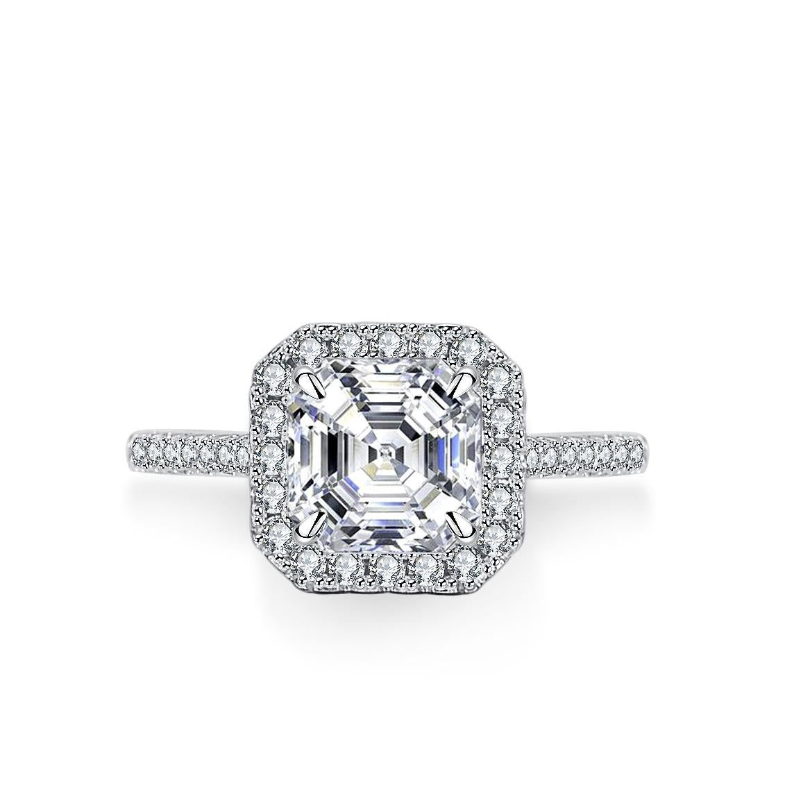 【#87】925 Sterling Silver 3CT Asscher Cut Moissanite Ring