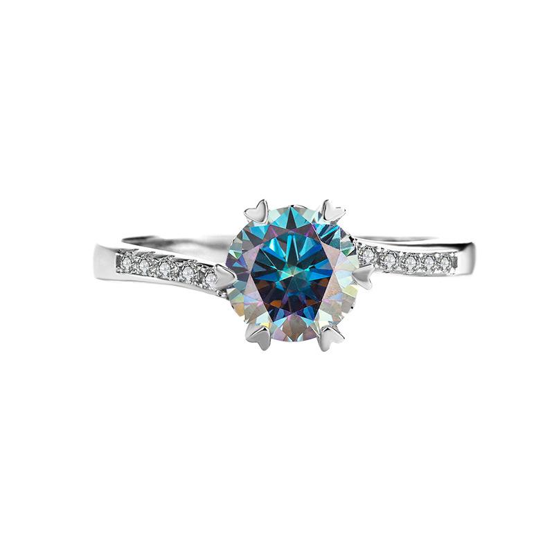 【#194】925 Sterling Silver Twisted Snowflake Design Fashion Moissanite Ring