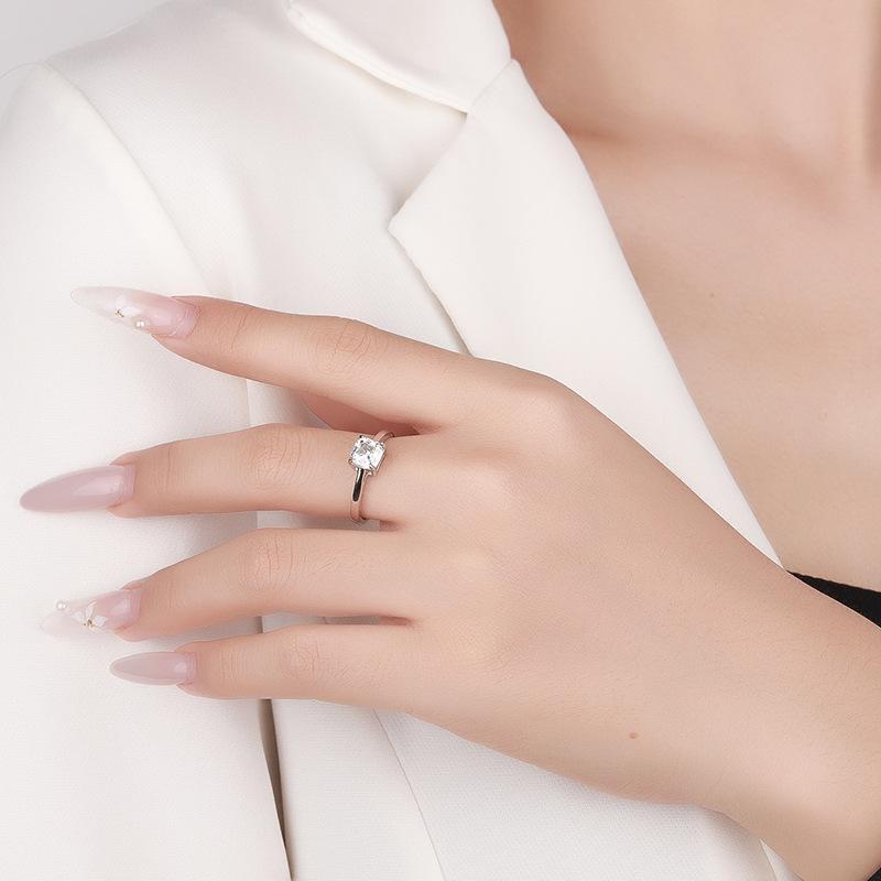 【#183】 1CT Asscher Cut Moissanite Ring In 925 Sterling Silver