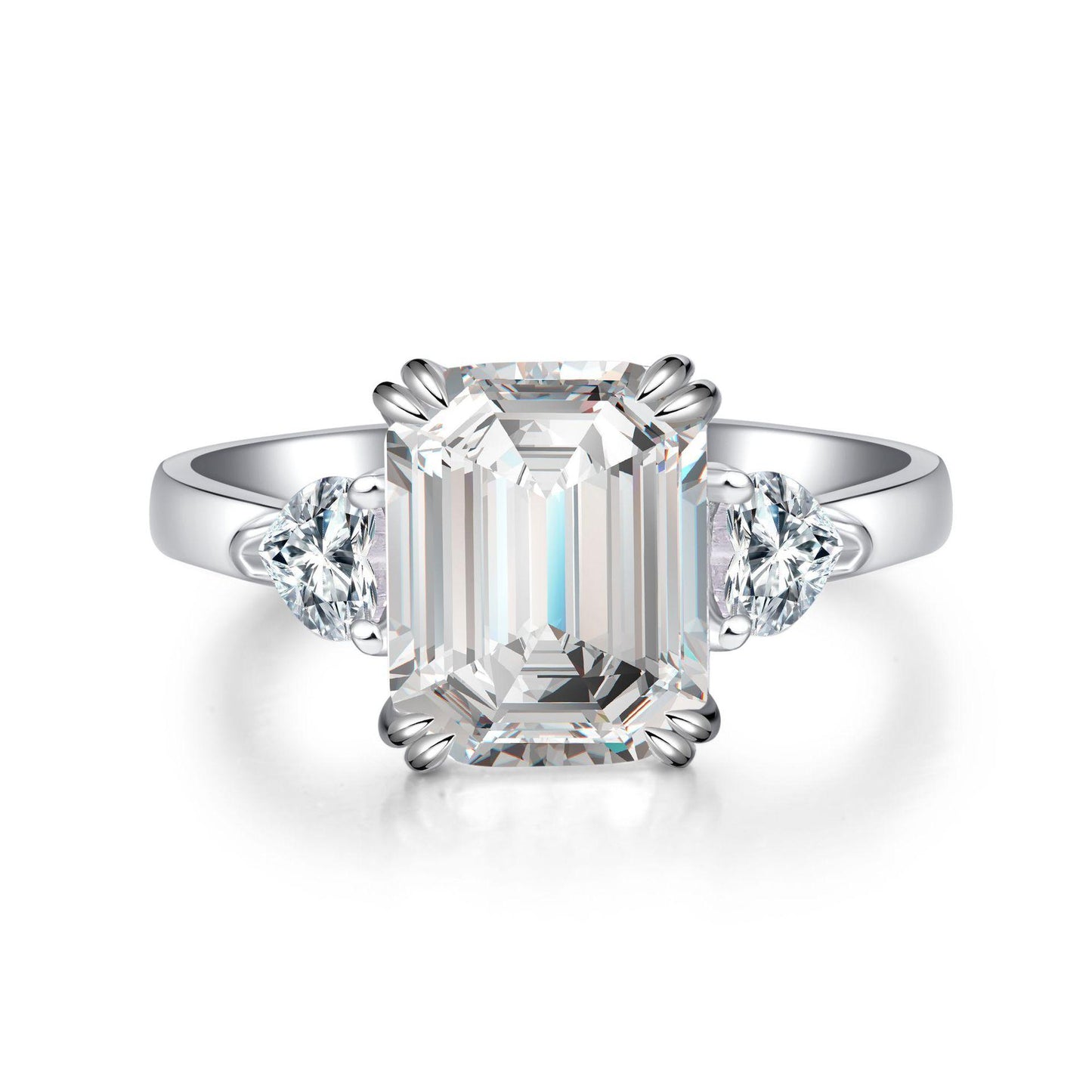 【T46】4CT Emerald Cut CZ Ring In 925 Sterling Silver4CT Emerald Cut CZ Ring In 925 Sterling Silver