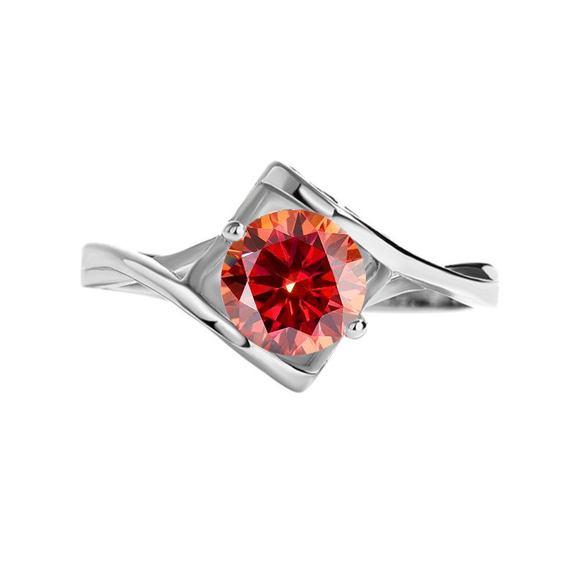 【#200】925 Sterling Silver Heart-To-Heart Moissanite Ring