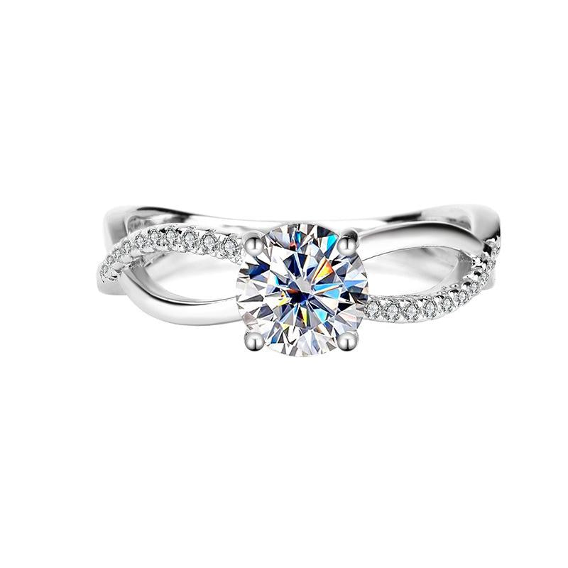 【#186】1CT Moissanite Ring In 925 Sterling Silver For Proposal, Wedding and Gift Giving