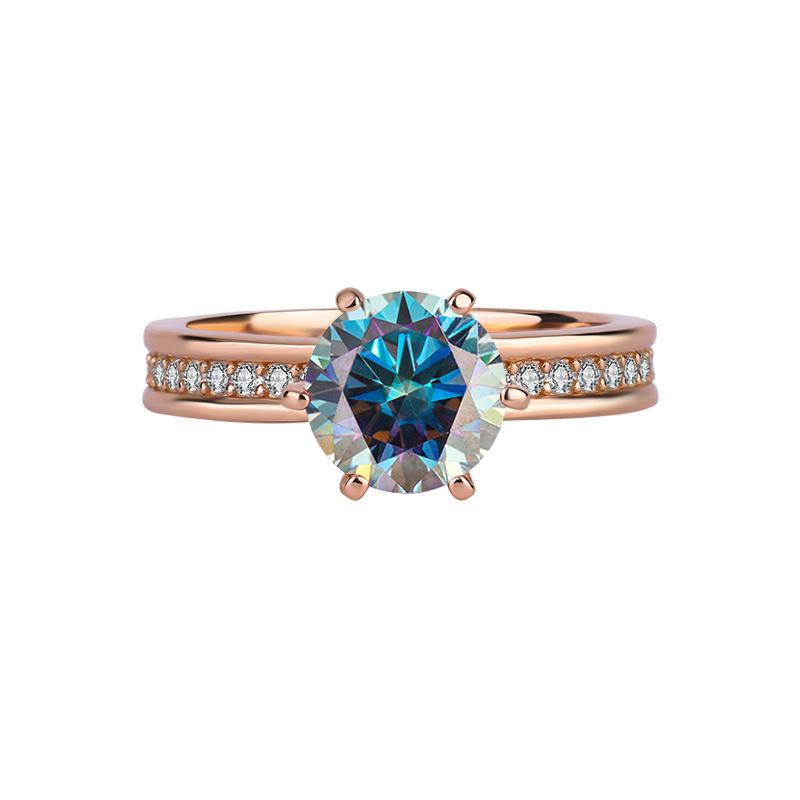 【#197】925 Sterling Silver 2CT Rose Gold Missnaite Ring