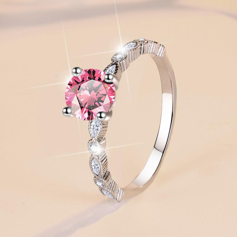 【E3】1CT Moissanite Ring With Marquise Side Stones In 925 Sterling SIlver-Customizable Engraving