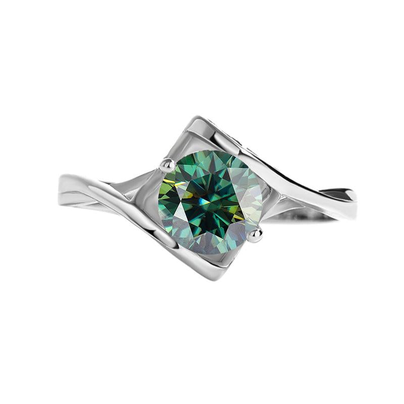 【#200】925 Sterling Silver Heart-To-Heart Moissanite Ring