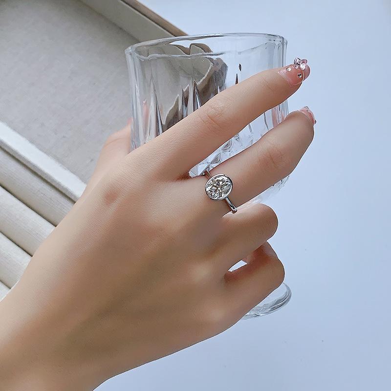 【#79】925 Sterling Silver 2CT Bezel Setting Oval Synthetic Moissanite Ring