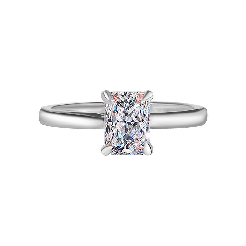 【#68】925 Sterling Silver Radiant Cut Moissanite Ring