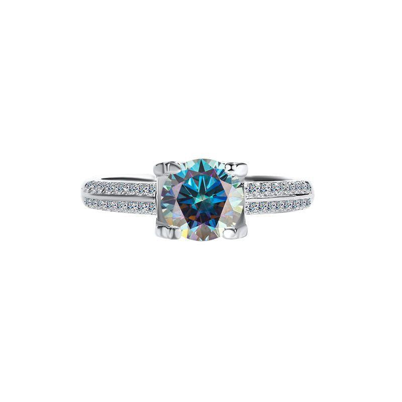 【#57】Elegant Moissanite Engagement Ring In 925 Sterling Silver, Perfect Proposal & Gift for Her!
