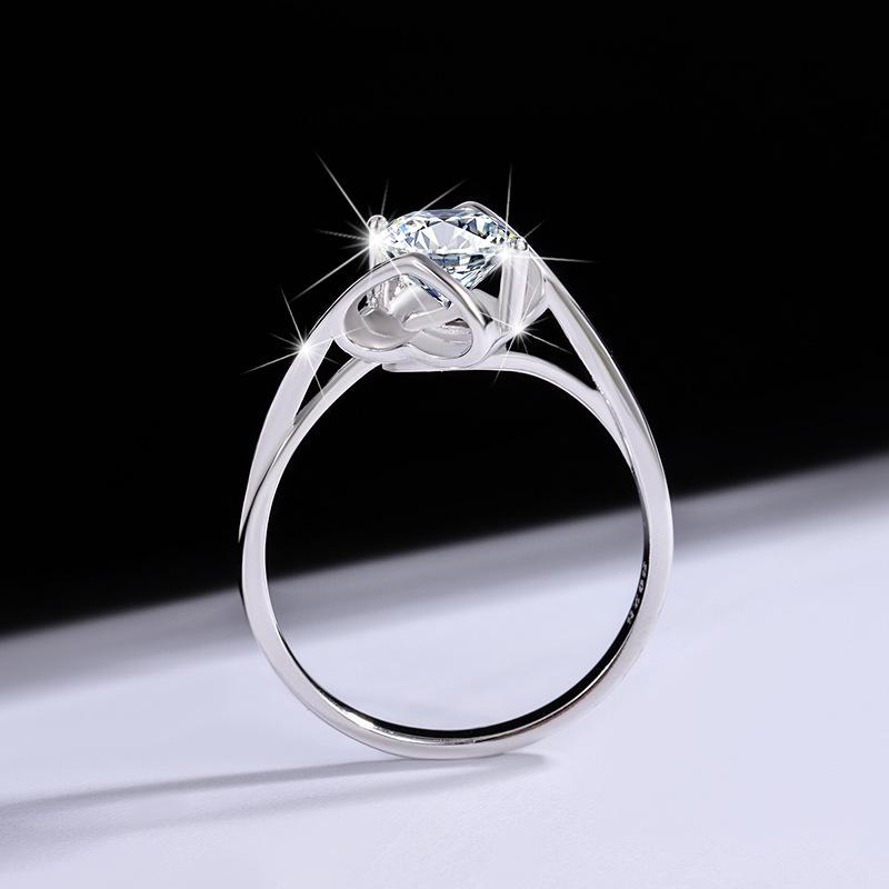 【#200】925 Sterling Silver Heart-To-Heart Moissanite Ring
