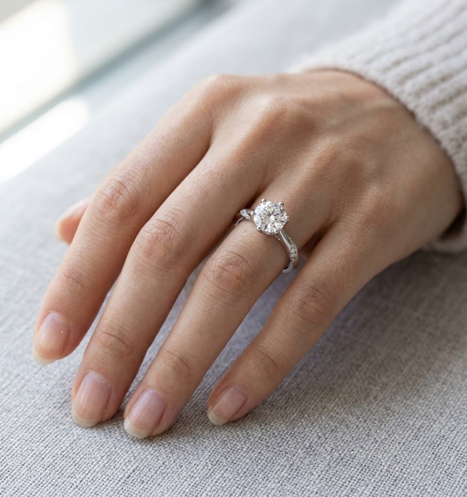【#311】925 Sterling Silver Moissanite Ring Round Cut Solitaire Engagement Promise Rings for Women Jewelry Gift