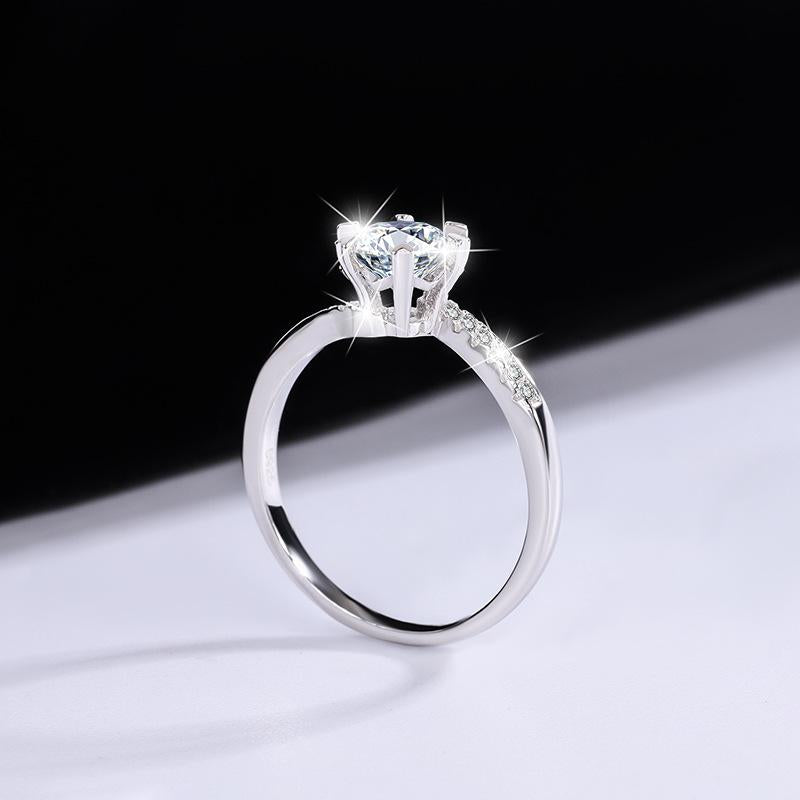 【#194】925 Sterling Silver Twisted Snowflake Design Fashion Moissanite Ring