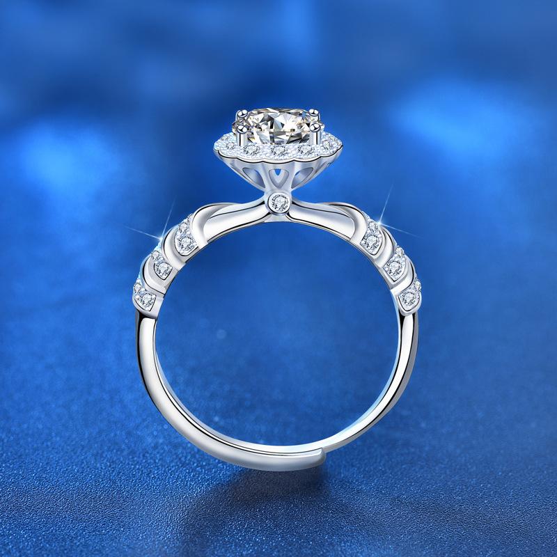 925 Sterling Silver Ring with Moissanite Mermaid Princess Diamond, Open Personalized Couple Design, Niche Bracelet Style0