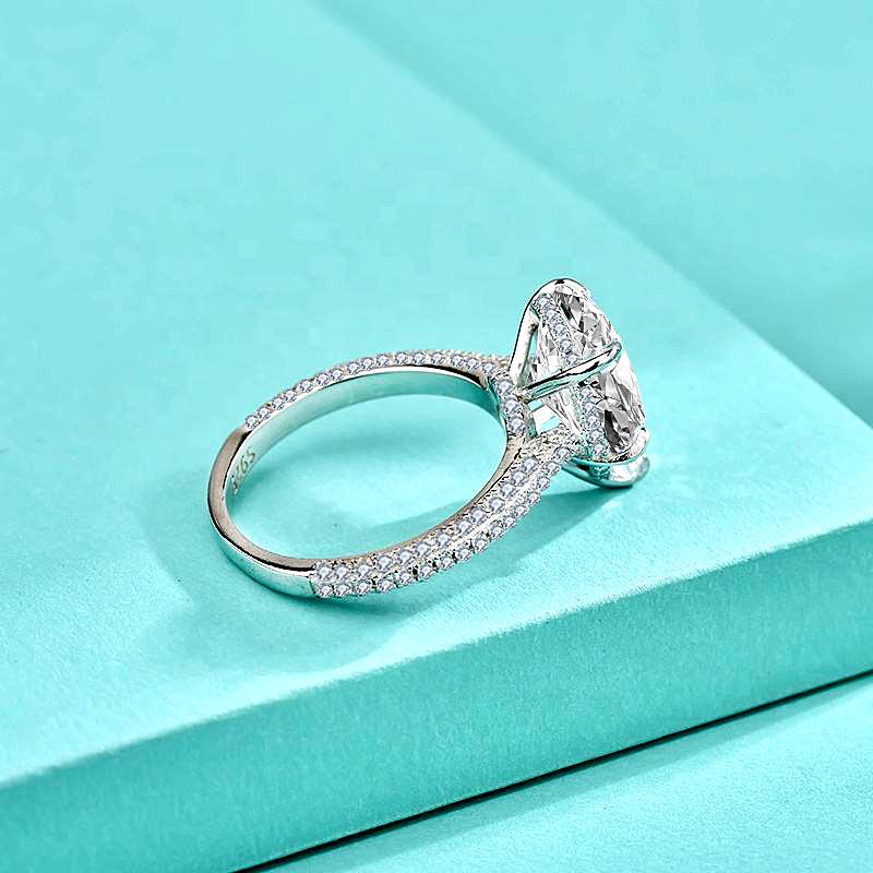 925 Sterling Silver Water Drop Pear-Shaped Zircon Ring3