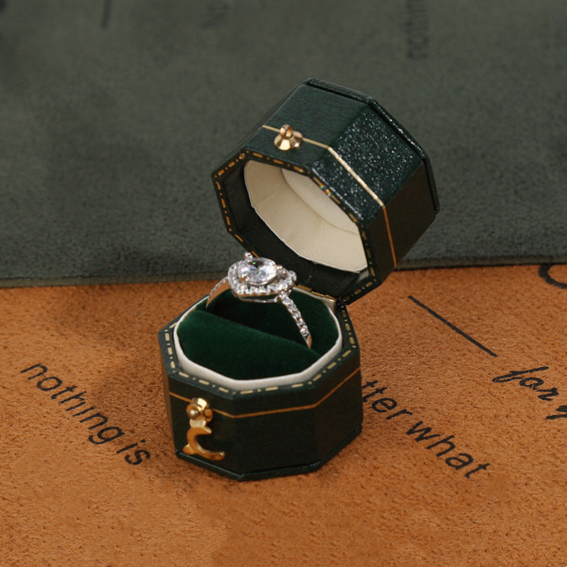 Mini ring box in retro style, simple octagonal portable jewelry ornament storage, suitable for earrings, ideal as a wholesale gift box9