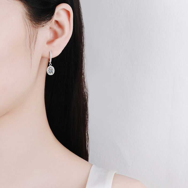 1 karat moissanite stud earrings for women s925 sterling silver platinum plated classic egg-shaped3