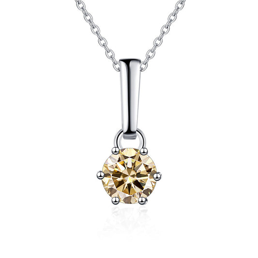 Exclusive sterling silver moissanite six-claw pendant necklace with artificial diamond on a clavicle chain1