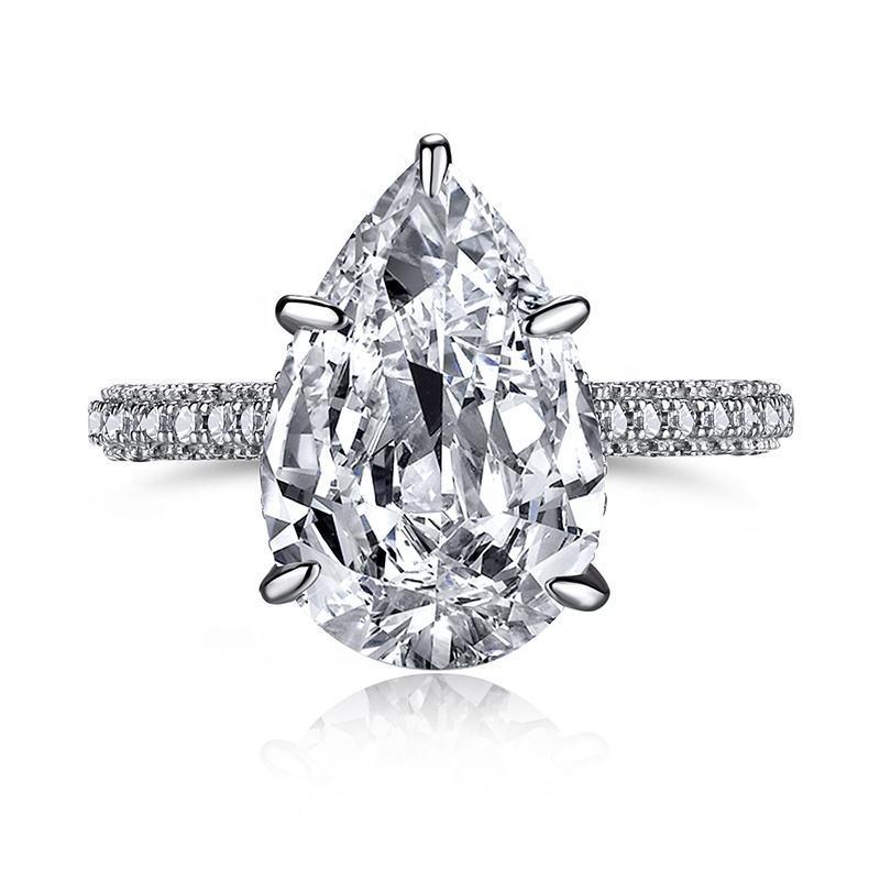925 Sterling Silver Water Drop Pear-Shaped Zircon Ring4