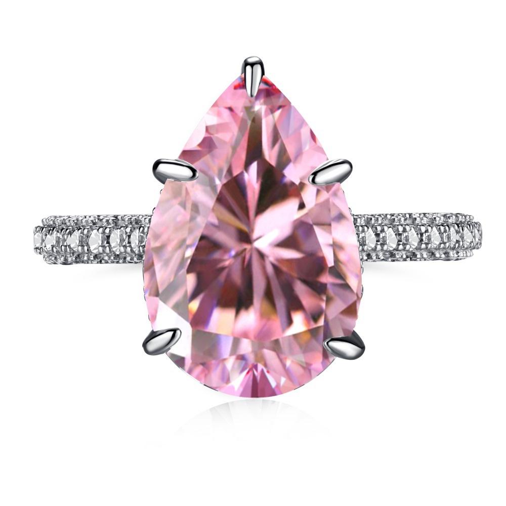 925 Sterling Silver Water Drop Pear-Shaped Zircon Ring1