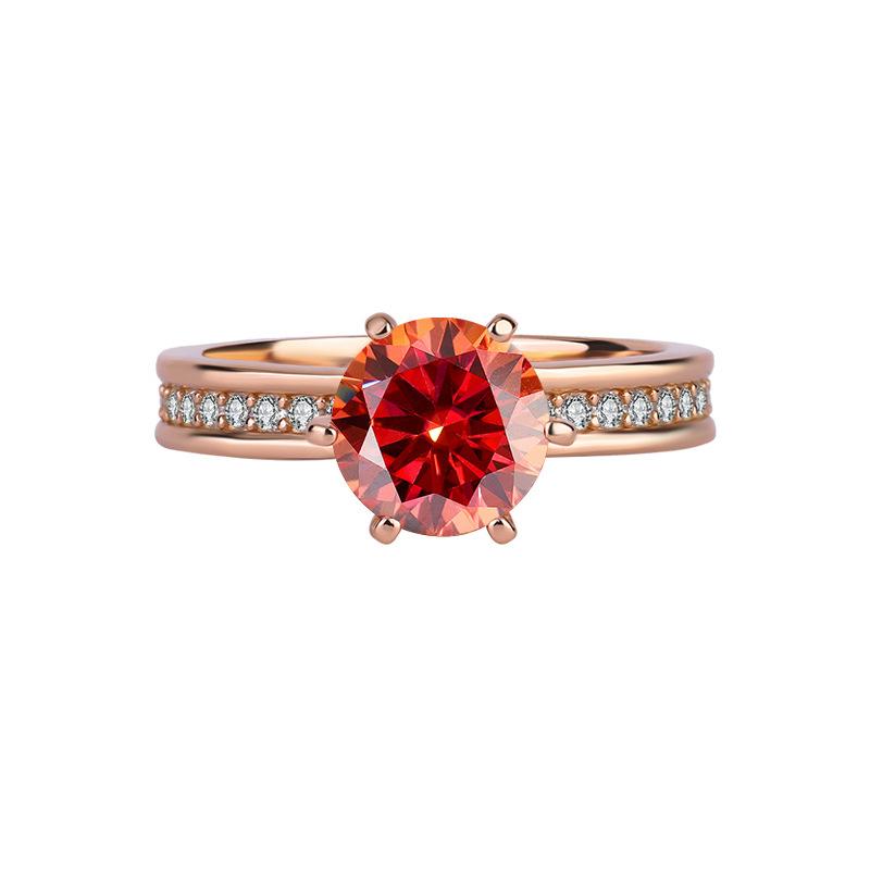 【#197】925 Sterling Silver 2CT Rose Gold Missnaite Ring