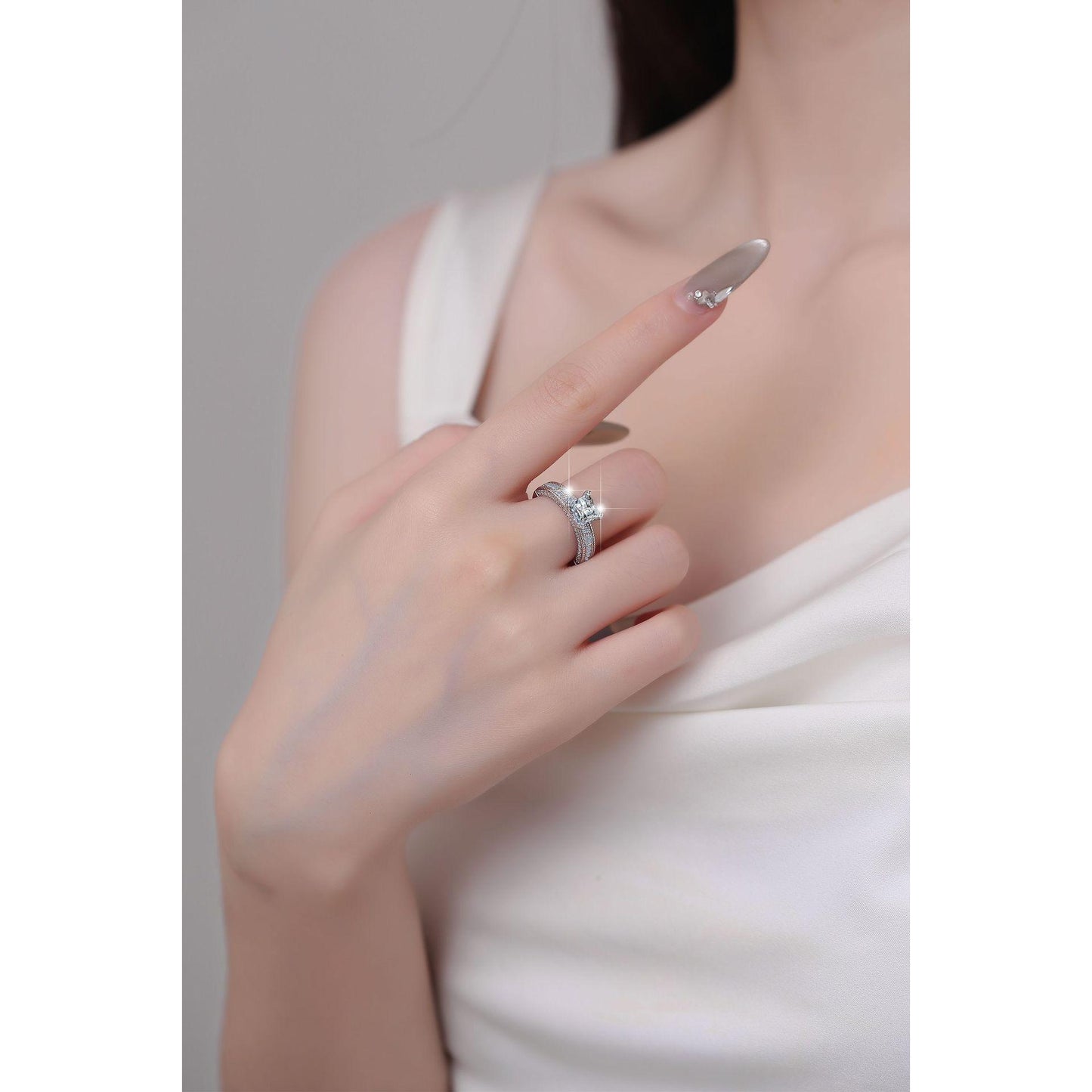 925 Sterling Silver 1.2CT Princess Cut Moissanite Ring For Engagement, Wedding  And Anniversary-Customizable Engraving