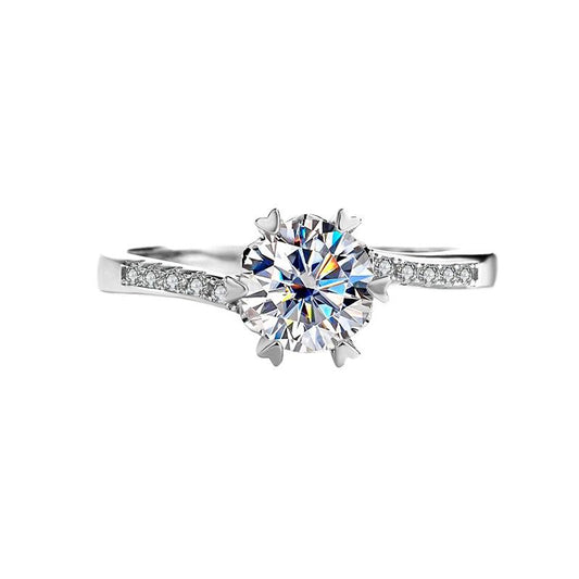 【#194】925 Sterling Silver Twisted Snowflake Design Fashion Moissanite Ring