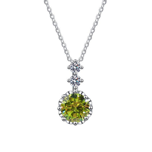 【#190】925 Sterling Silver Olive Green 1CT Miossanite Pendant