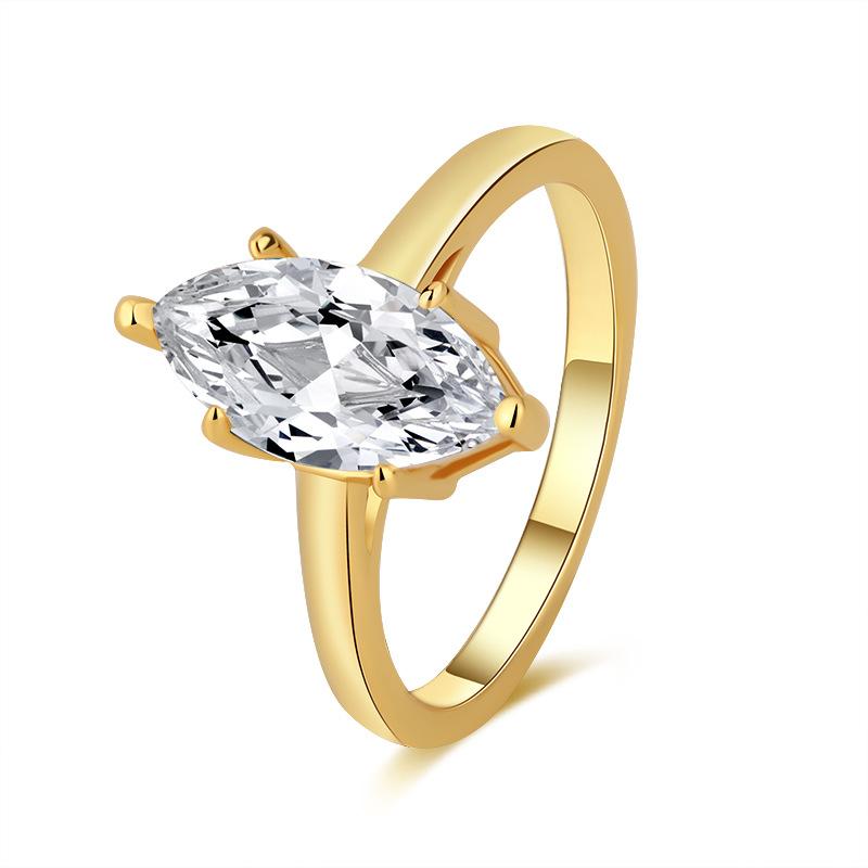 【#195】925 Sterling Silver Marquise Cut Moissanite Ring