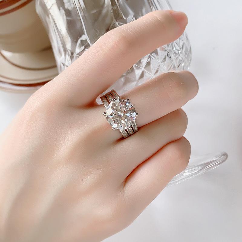 【#92】925 Sterling Silver 5CT/10ct Moissanite Ring