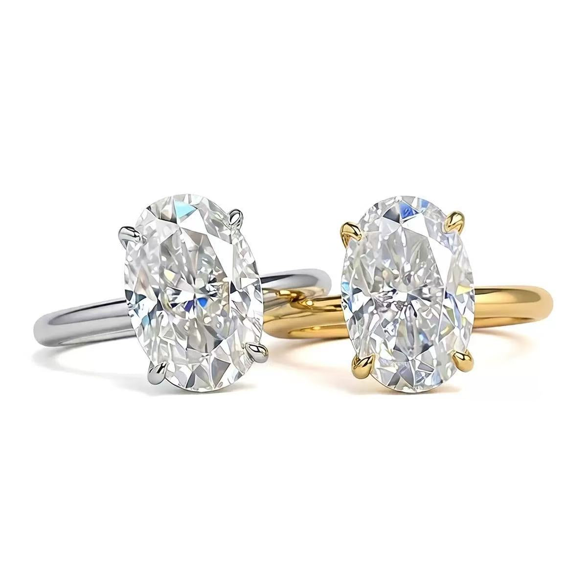 【t39m】925 Sterling Silver Oval Cut Moissanite Ring Oval Solitaire Promise Rings Engagement Wedding Jewelry for Women