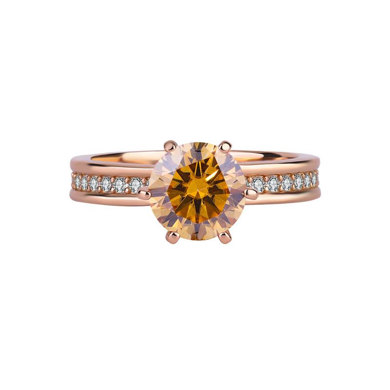 【#197】925 Sterling Silver 2CT Rose Gold Missnaite Ring