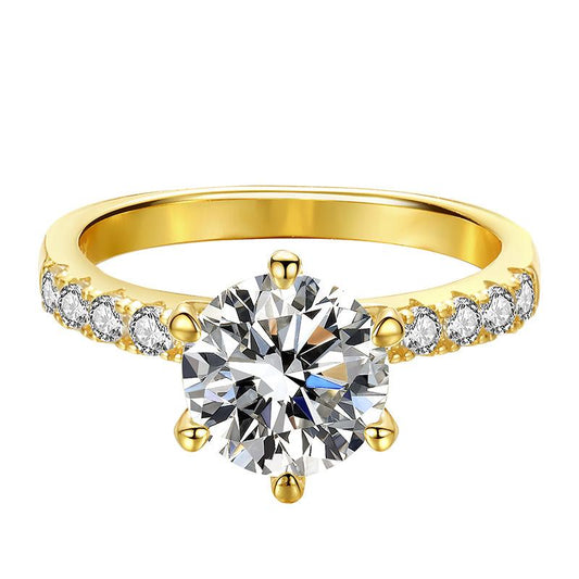 【#179】Classic Six-Claw 2CT Moissanite Ring In 925 Sterling Silver