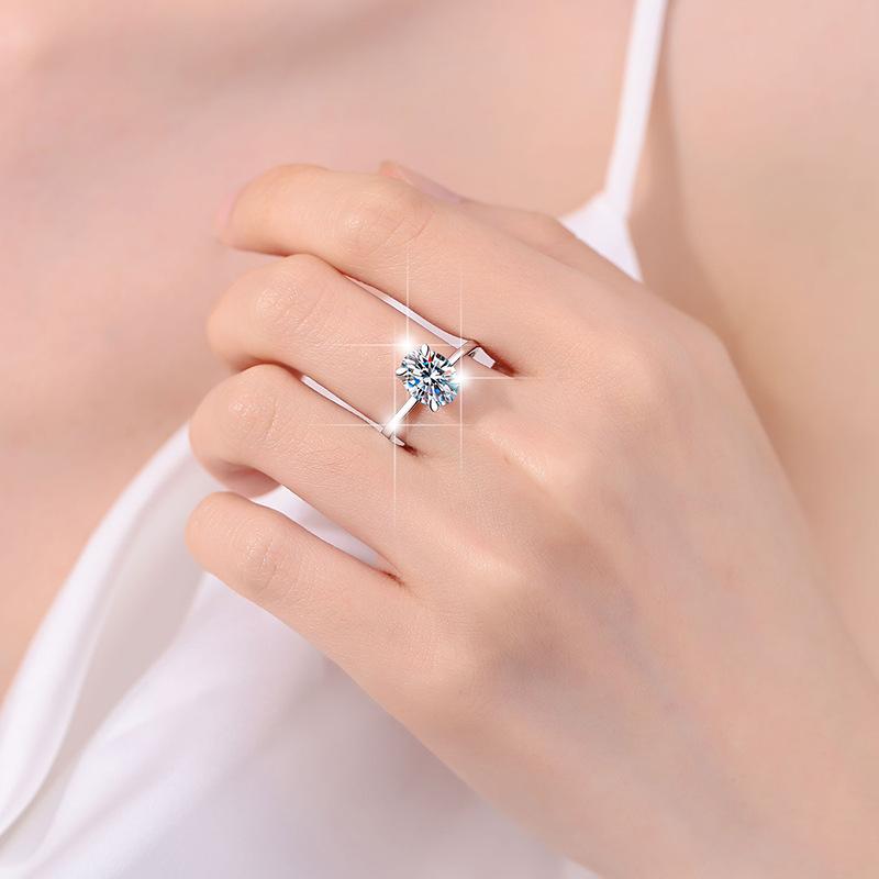 Four Claw Oval Solitaire Moissanite Ring For Engagement, Wedding And Giving Gift-Customizable Engraving