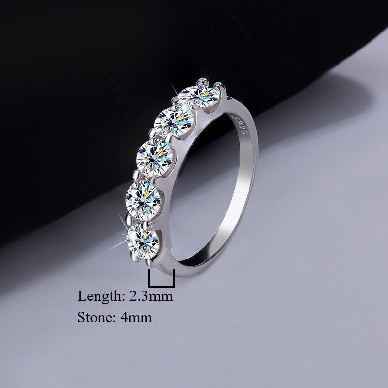 【#11】925 Sterling Silver Moissanite Five-Star Princess Eternity Ring