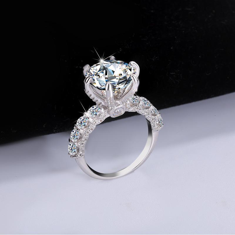 【#19】925 Sterling Silver Round Shape Moissanite Ring For Engagement And Wedding