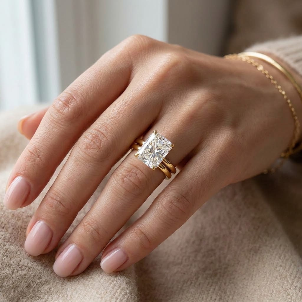 【304】925 Sterling Silver Moissanite Radiant Cut Solitaire Ring for Women Radiant Cut Sparkling Engagement Promise Ring Jewelry Fine Gifts