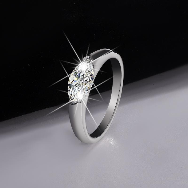 【#55】Elegant Marquise Cut Moissanite Ring In 925 Sterling Silver, Luxury Engagement & Anniversary Band
