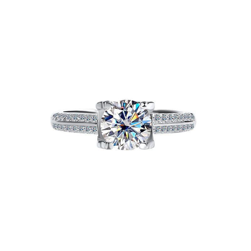 【#57】Elegant Moissanite Engagement Ring In 925 Sterling Silver, Perfect Proposal & Gift for Her!