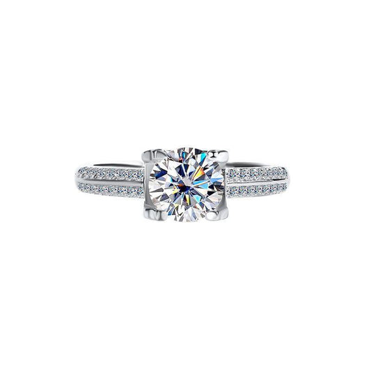 【#57】Elegant Moissanite Engagement Ring In 925 Sterling Silver, Perfect Proposal & Gift for Her!