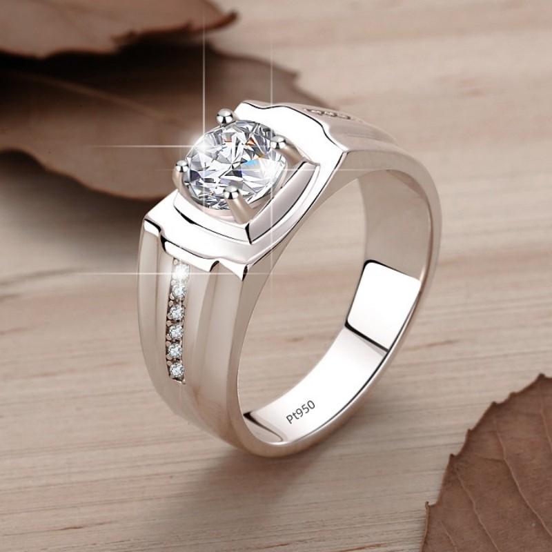 925 Sterling Silver 1CT Moissanite Men Ring